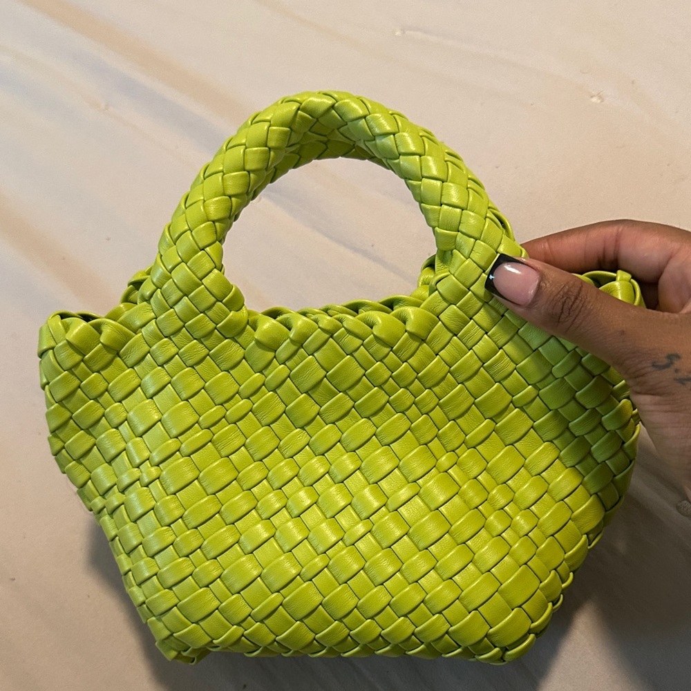 Lime Green Woven Handbag